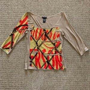 Custo 3/4 sleeve top with fence pattern - RARE - 4